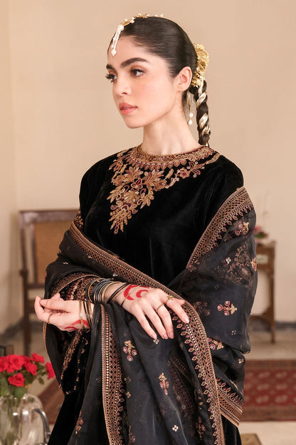 BRQ-107 Black Velvet Embroidered 3pc Wt
