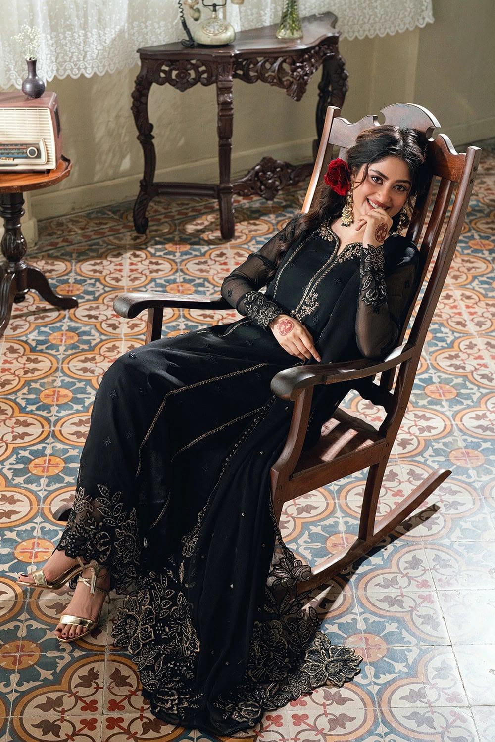 Chiffon Suit with Heavy Embroidered Chiffon Dupatta & Malai Trouser