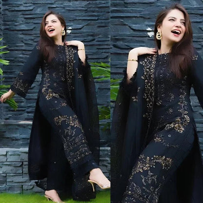 Dananeer-18405 Black Embroidered lawn 3pc