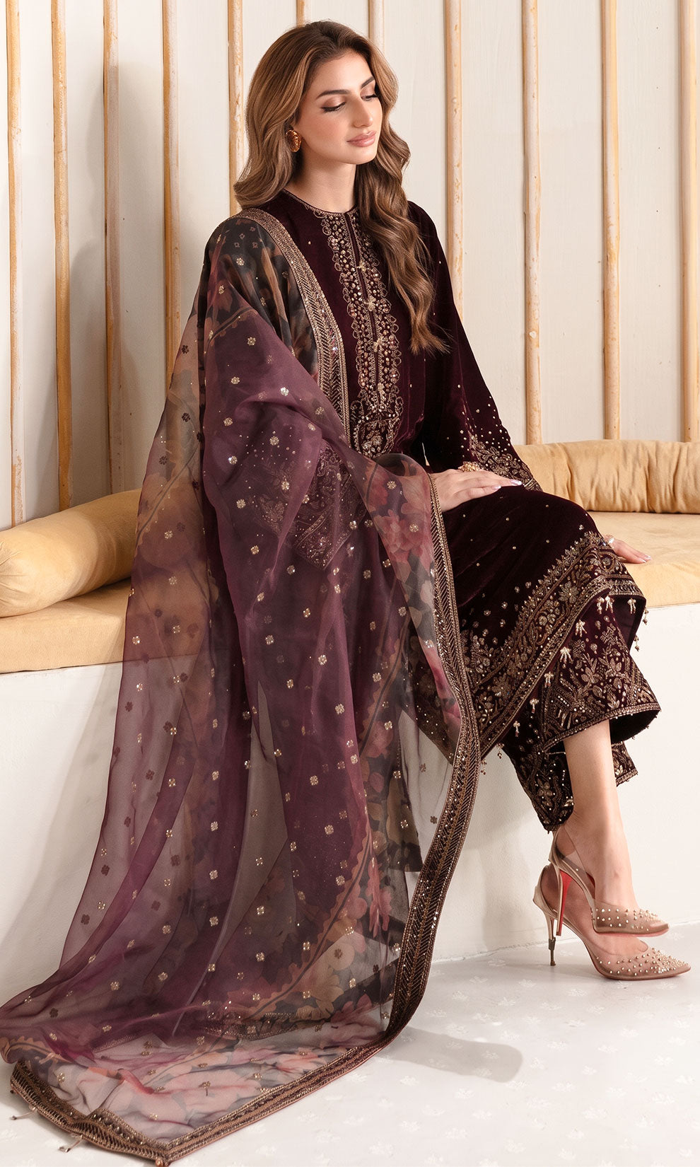 Jazmin JZ-22 Velvet Embroidered 3pc